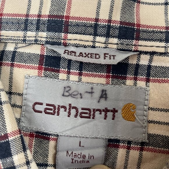Carhartt Relaxed Fit Button Up Shirt Men’s L Plaid Short Sleeve  Cotton Lot Of 2 - Picture 2 of 12